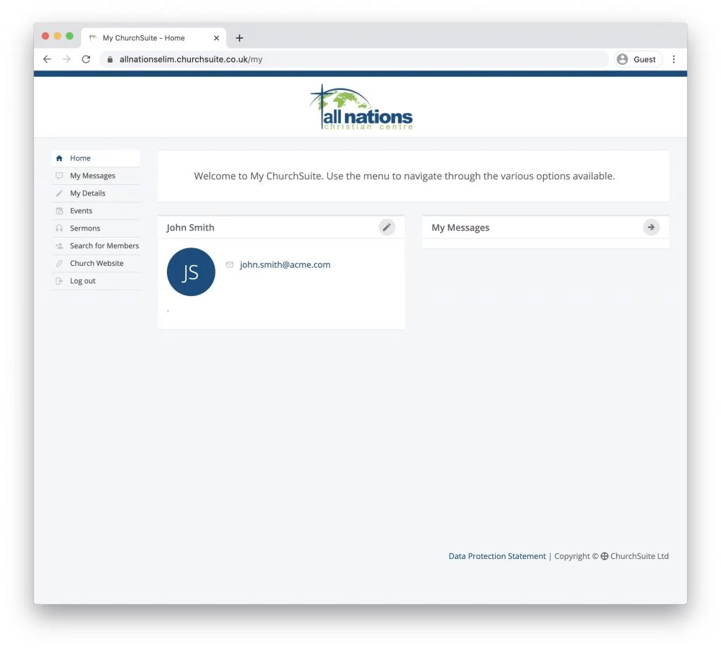 Church Suite login